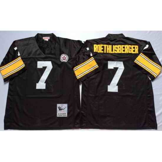 Men Pittsburgh Steelers 7 Ben Roethlisberger Black M&N Throwback Jersey